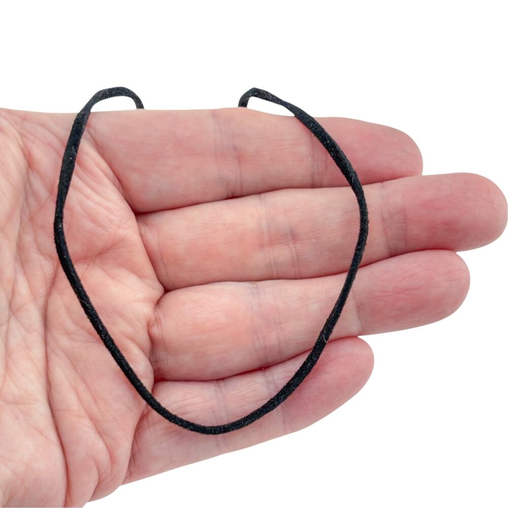 Vintage Sterling Silver 925 Black Suede Cord Necklace 18"